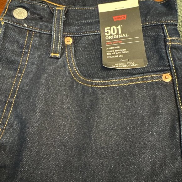New Levi's Premium 501 28x30 Original Fit Women's Jeans Dark Wash Deep Breath - Picture 7 of 10